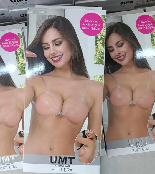 UMT Kadın Boyundan Askılı Silikon Destekli Sütyen 0520 - 1 Adet   Ten 85B - Resim 2