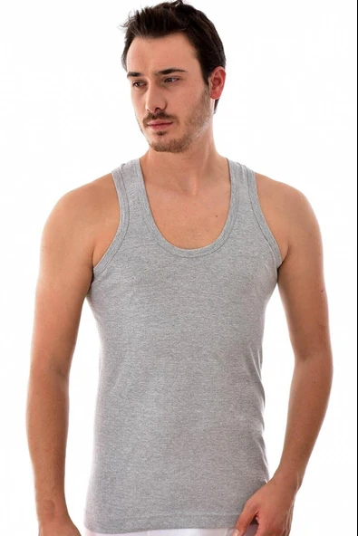 Seher Yıldızı Erkek Askılı Klasik Renkli Atlet - 6 Adet  2XL Saks Mavi - Resim 7