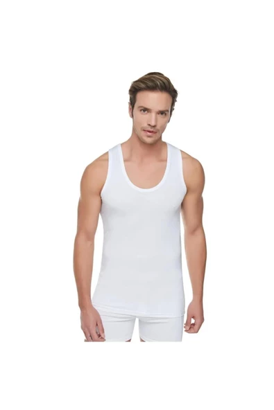 Tutku Erkek Ribana Askılı Atlet 0102BB - 6 Adet  Beyaz 2XL