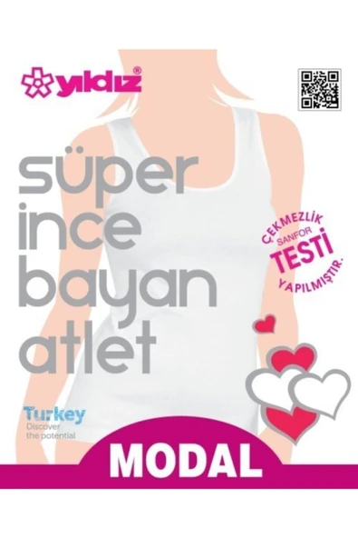 Yıldız Kadın Süper İnce Geniş Askılı Büyük Beden Atlet 3'Lü Paket -2315-2316  Beyaz 2XL - Resim 4