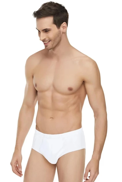 Tutku Elit Erkek Penye Slip Külot 1071 - 12 Adet  Beyaz 2XL