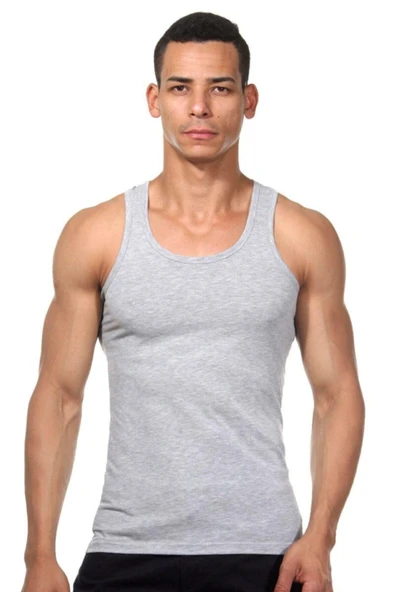 Jiber Erkek Askılı Atlet 6'lı Paket-110   Gri 2XL - Resim 3