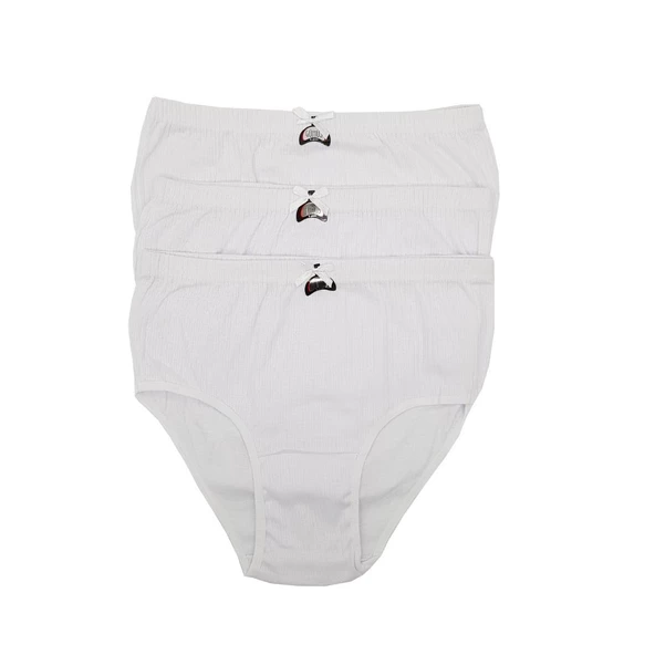 Gümüş Kadın Çizgili Bato Külot 3092 -12 Adet  Beyaz 4XL