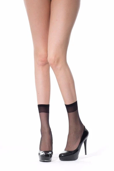 12'Li Müjde Ekonomik Ince Soket Tül Çorap  Standart Ten - Resim 3