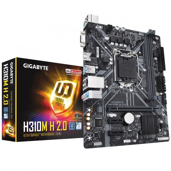 GIGABYTE Intel H310M H 2.0 1151P DDR4 SES GLAN HDMI/VGA SATA3 USB3.1 mATX Anakart - 1
