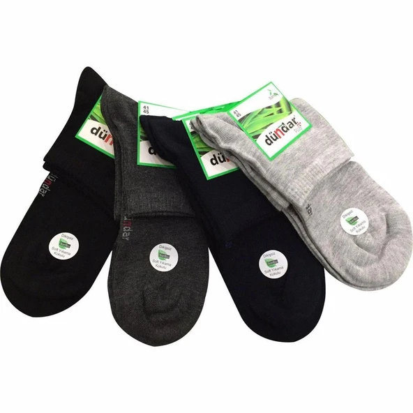 12 Adet Dündar Erkek Bambu Yarım Konç dikişsiz Çorap  Karışık Renk 41 - 45 NUMARA - Resim 3