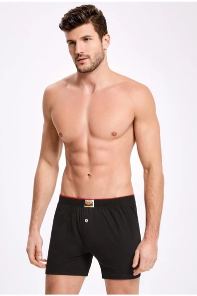 İlke Erkek Penye Boxer 011 - 3 Adet  Siyah M