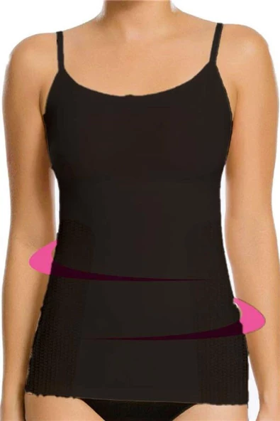 Elite Life 875 Kadın İp Askılı Toparlayıcı Korse Bayan Atlet  Siyah L - XL