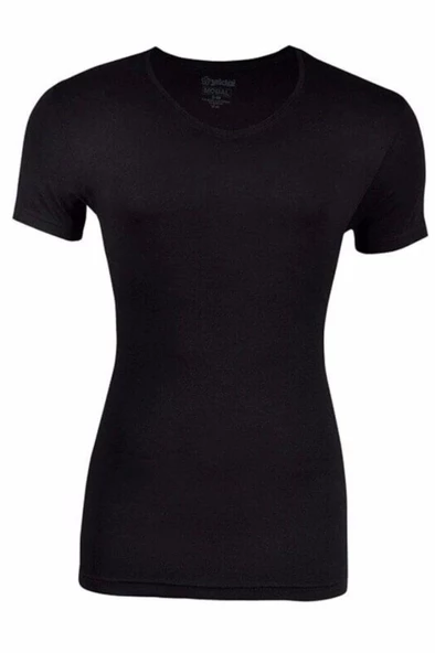 YILDIZ Erkek Bambu V Yaka Kısa Kollu Atlet 480  XL Siyah - Resim 5