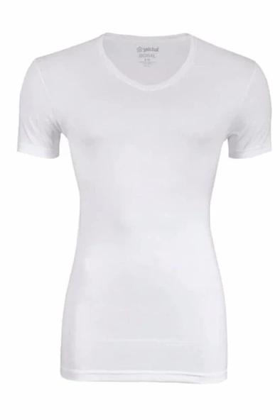 YILDIZ Erkek Bambu V Yaka Kısa Kollu Atlet 480  XL Siyah - Resim 4