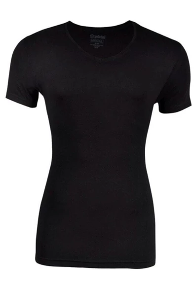 YILDIZ Erkek Bambu V Yaka Kısa Kollu Atlet 480  XL Siyah - Resim 3