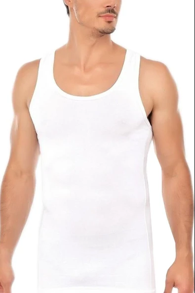 Sedef Yıldızı Erkek Penye Askılı Atlet 1001 - 6 Adet  Beyaz 3XL - Resim 2