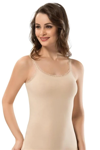 Erdem Kadın Dantel Kalın Askılı Likralı Atlet - 6 Adet  Beyaz M - Resim 6