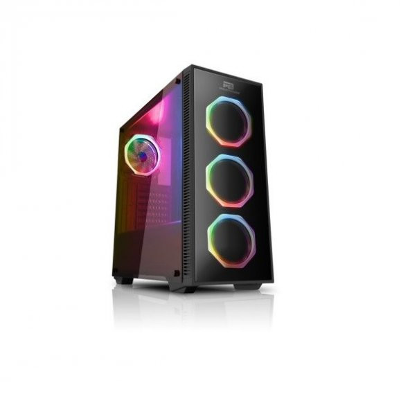PowerBoost VK-G1007RGB USB 3.0 Tempered Glass Pencereli RGB Fanlı Gaming Kasa (PSU Yok) - 1