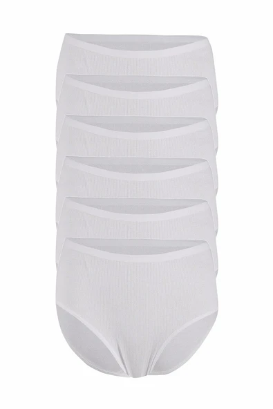 6 Adet Yıldız Çizgili Yüksek Bel Bato Külot  Siyah 2XL - Resim 4