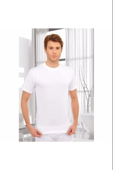 Seher Yıldızı Erkek Penye Sıfır Yaka Fanila Atlet 003 - 6 Adet  Beyaz 2XL - Resim 3