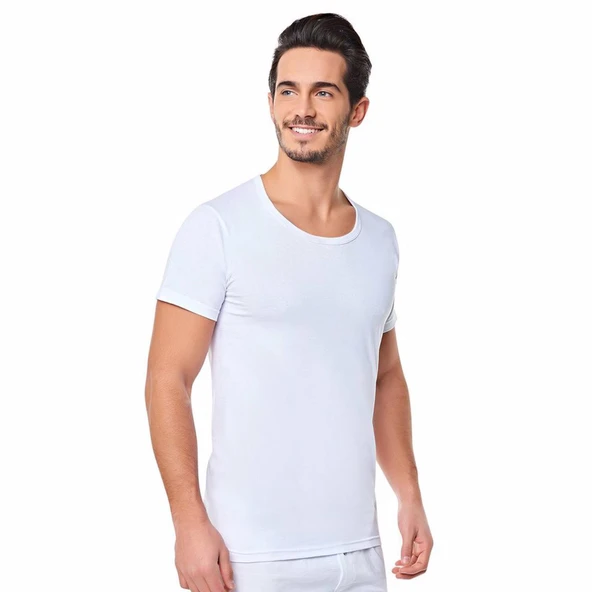 6'Lı Seher Yıldızı %100 Pamuk Erkek Fanila Kısa Kollu  Beyaz XL - Resim 5