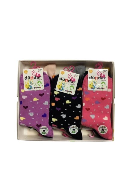 Dündar Kız Çocuk Pamuk Desenli Çorap - 6 Adet  Karışık Renk 29-31 - Resim 12