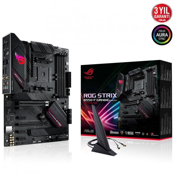 ASUS ROG STRIX B550-F GAMING (WI-FI) AM4 DDR4 4400Mhz DP/HDMI M.2 ECC RAM Desteği ARGB ATX Anakart - 1