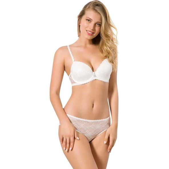 Le Jardin Dantel Kaplı Sütyen Takım 6042  Ekru 95B ürün görseli 1