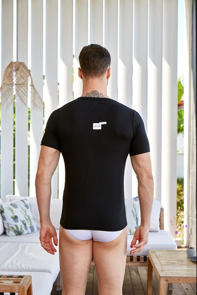 Berrak Erkek Modal V Yaka Likralı Atlet 1037 - 1 Adet  Siyah M - Resim 2