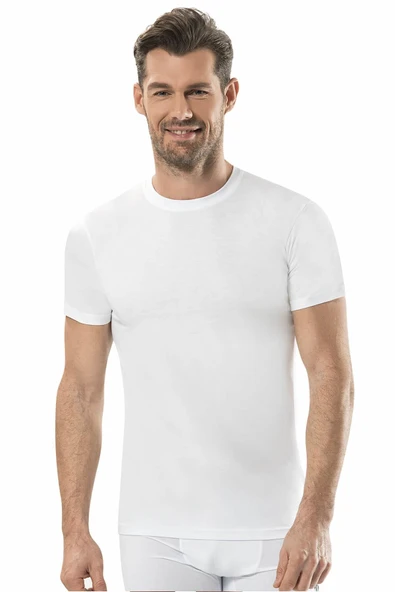 Jiber Erkek Sıfır Yaka Fanila 6'lı Paket - 104  Beyaz M - Resim 3