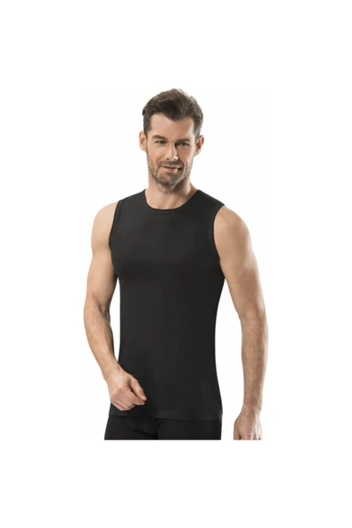 Jiber Erkek Sıfır Kol Fanila Renkli 3'lü Paket- 114  Siyah S - Resim 3