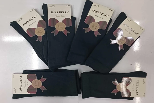 Miss Bella Kadın Pamuklu Soket Düz Koyu Pastel Çorap 01 - 12 Adet  Karışık Renk 36-40 - Resim 5