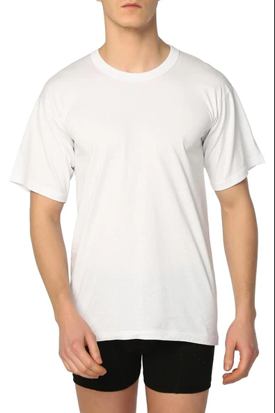 Sedef Yıldızı Erkek Penye Sıfır Yaka Fanila Atlet 1002 - 6 Adet  Beyaz 3XL - Resim 2