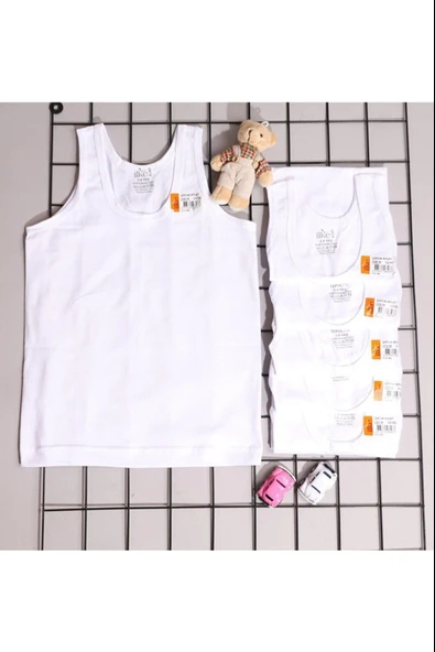 İlke Erkek Çocuk Askılı Atlet 301 - 6 Adet  Beyaz 8 No: 11-12 Yaş - Resim 2