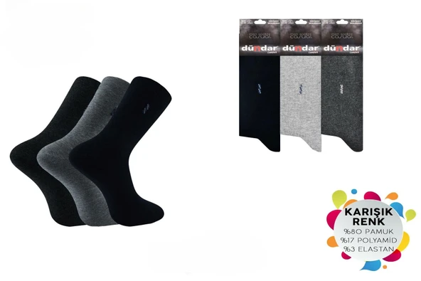 Dündar Erkek Dikişsiz Likralı Penye Desenli Soket Çorap 003 - 6 Adet  Siyah 40-45 - Resim 5