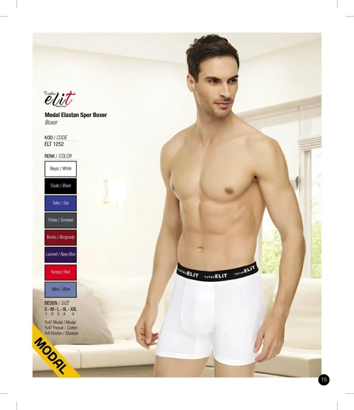 Tutku Elit Erkek Modal Elastan Spor Boxer 1252 - 6 Adet  L Bordo ürün görseli