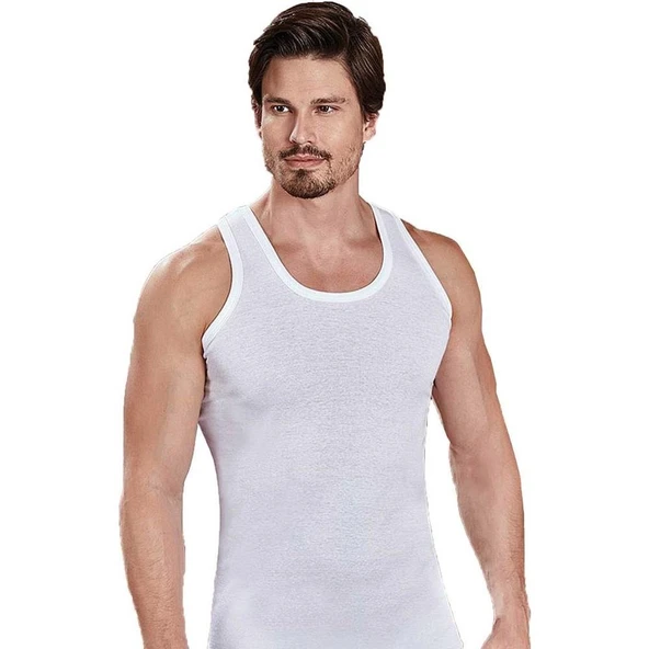 Berrak 1001 Erkek Dar Uzun Atlet 6 Adet   Beyaz 3XL - Resim 3