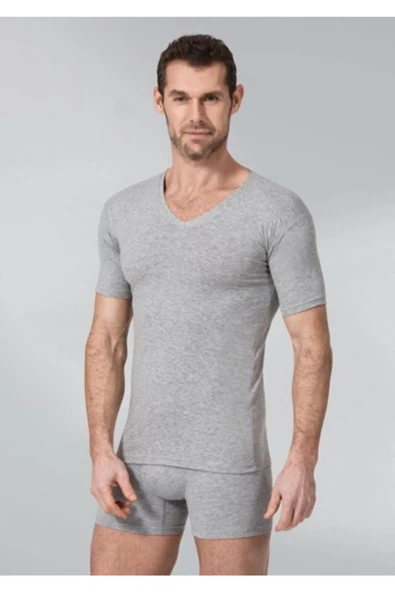 Namaldı Erkek Likralı V Yaka Yarım Kollu Atlet 3'Lü Paket - 182  XL Siyah - Resim 2