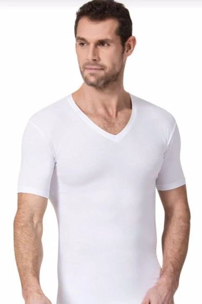 Namaldı Erkek Likralı V Yaka Yarım Kollu Atlet 3'Lü Paket - 182  XL Siyah - Resim 5