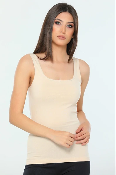 Aydoğan Kadın Likralı Kalın Askılı Atlet 0392 - 3 Adet  Beyaz XL - Resim 6