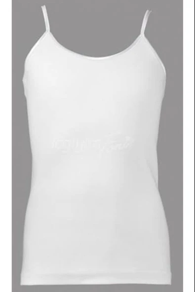 Tutku Kız Çocuk Askılı Saten Biyeli Atlet 0187- 6 Adet  Beyaz 4 (7-8 YAŞ) - Resim 3