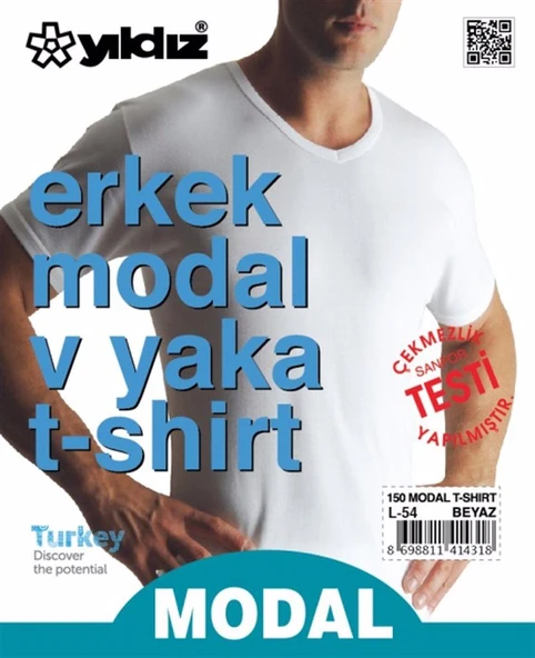 3'Lü Yıldız Erkek Modal Pamuk V Yaka Fanila T-Shirt  Siyah 3XL - Resim 6