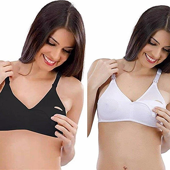 2'Li Liza Penye Pamuklu Lohusa Emzirme Sütyeni  Beyaz 95B - Resim 2