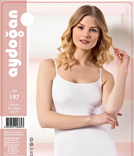 Aydoğan Kadın Likralı İp Askılı Atlet 197 - 6 Adet  XL Siyah - Resim 4