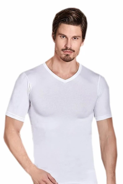 Berrak Erkek Likralı Süprem Kısa Kol V Yaka 3'Lü Paket -1027  XL Gri - Resim 2