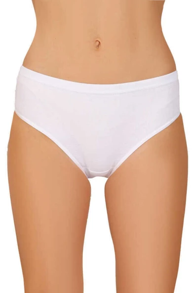 Berrak Kadın Ribana Biyeli Bato Külot 2064 - 6 Adet  Beyaz S - Resim 2