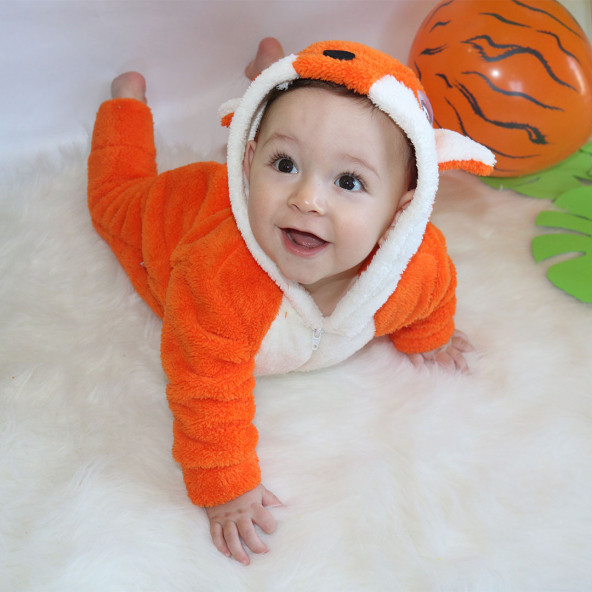 Bebesev Baby Peluş Fermuarlı Tilki Bebek Tulum