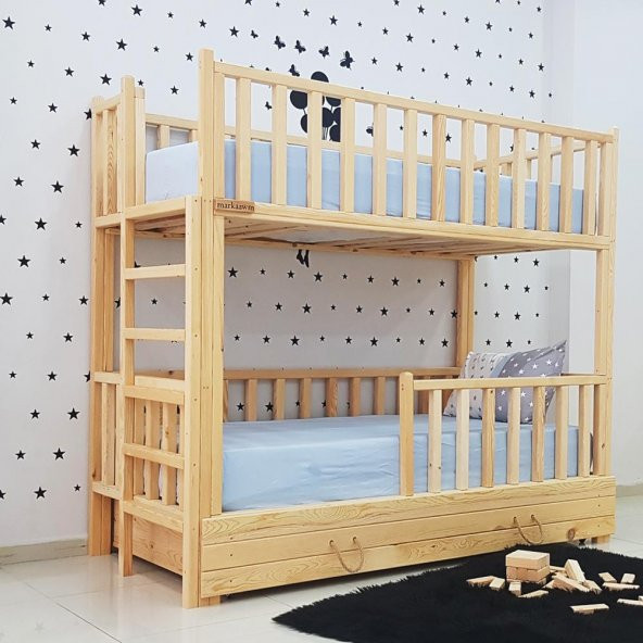 Markaawm Montessori Yatak Merdivenli Ahşap Ranza Çekmeceli - 9