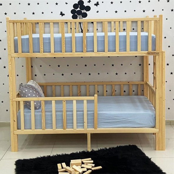 Markaawm Montessori Yatak Doğal Çam Karyola Merdivenli Ranza - 5