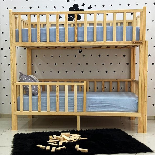 Markaawm Montessori Yatak Doğal Çam Karyola Merdivenli Ranza - 7