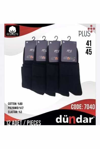 Dündar Erkek Plus Yarım Konç Havlu Patik Çorap 7040 - 6 Adet  Siyah 40-44 - Resim 3