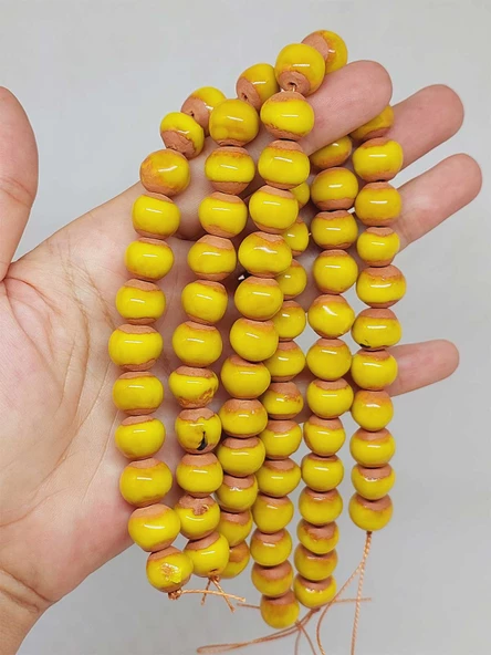 Sarı Renk Sırlı Seramik Boncuk Dizi 10-12mm/23cm (54124) ürün görseli