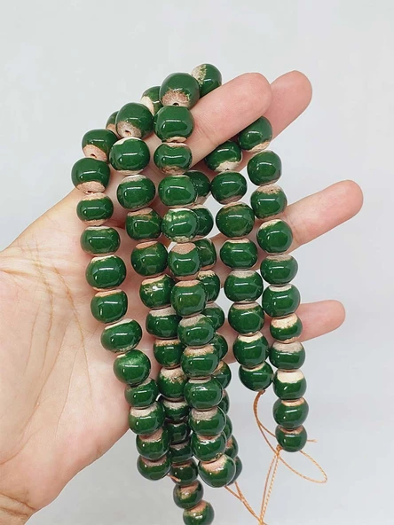 Yeşil Renk Sırlı Seramik Boncuk Dizi 10-12mm/24cm (54136) ürün görseli 1