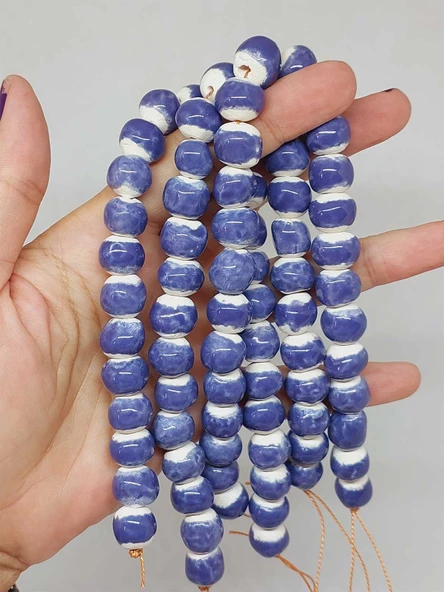 Mor Renk Sırlı Seramik Boncuk Dizi 10-12mm/23cm (54152) ürün görseli